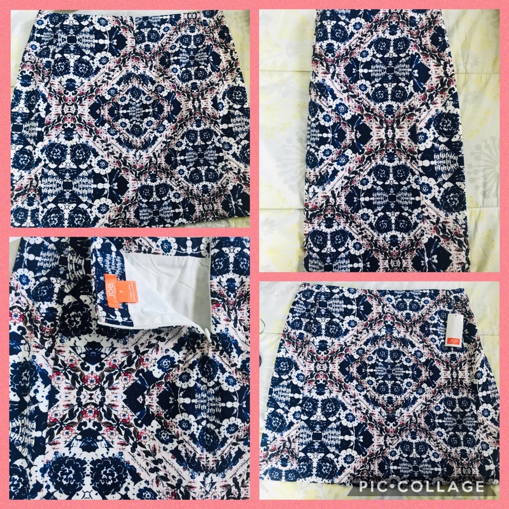 Blue Floral Print Skirt